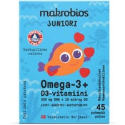 45 kpl, Makrobios Juniori Omega-3 + D3-vitamiini geelipala 63g