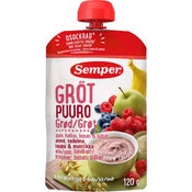 Semper Puuro omena, vadelma, banaani & mustikka annospuuro 6kk 120g