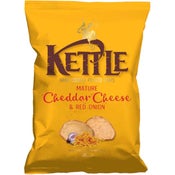 Kettle Chips Mature Cheddar & Red Onion perunalastu 130g