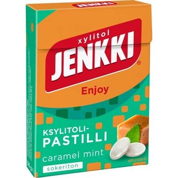 Jenkki Enjoy Caramel Mint ksylitolipastilli sokeriton 50g